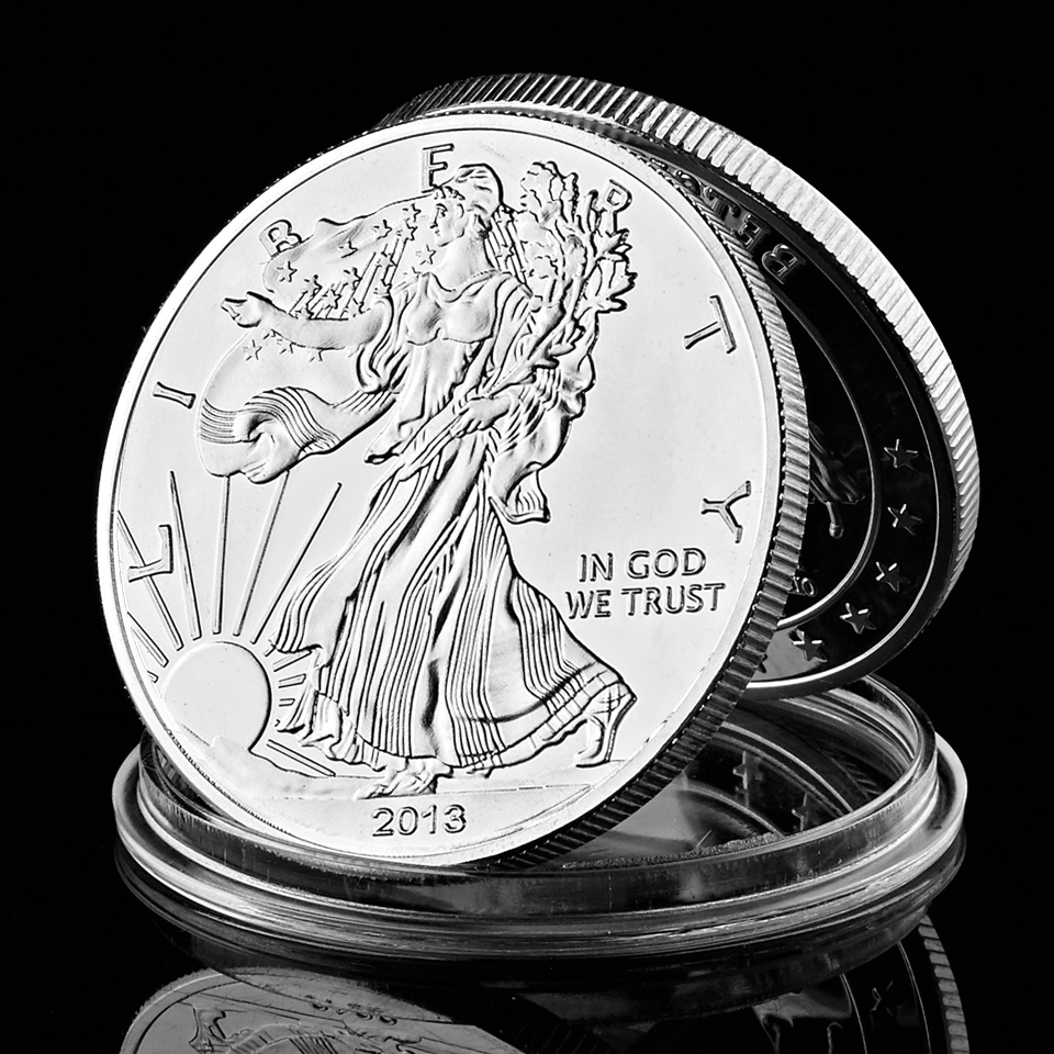 999 Fine Memorial US Eagle 2013 Status Of Liberty In God We Trust Silver Plated Souvenir Coin-image-686648486