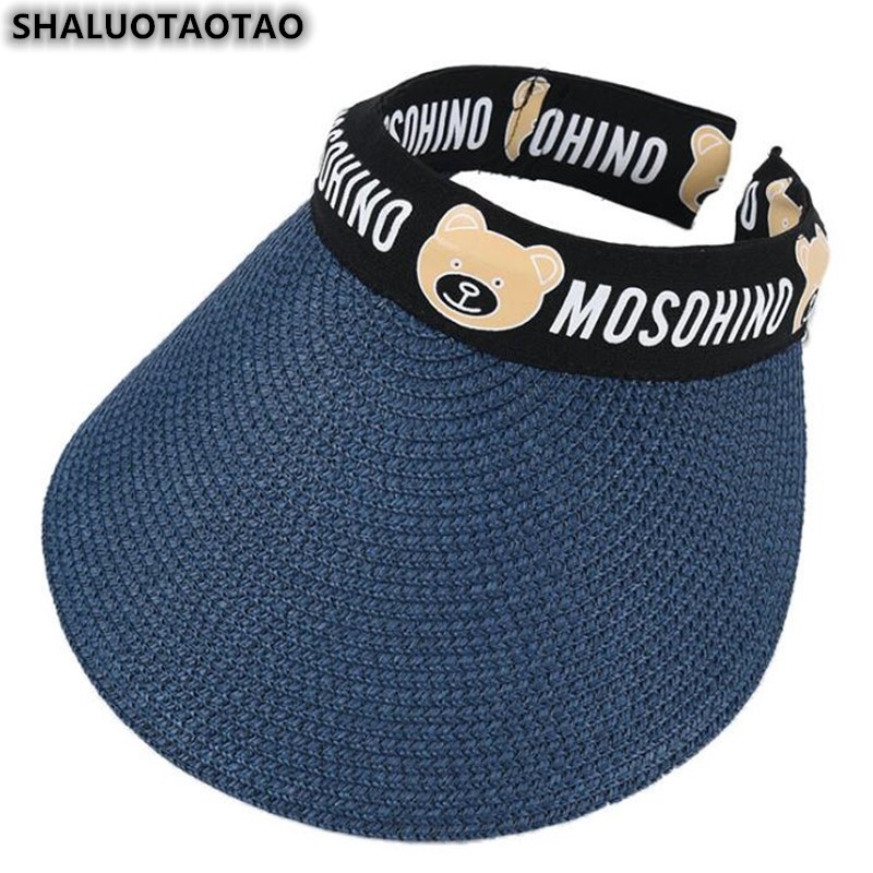 

SHALUOTAOTAO Summer New Fashion Sun Hats For Women's Cute Bear Empty-top Hat Travel Sports Brands Sunhat Parent-child Cap Gorras, White