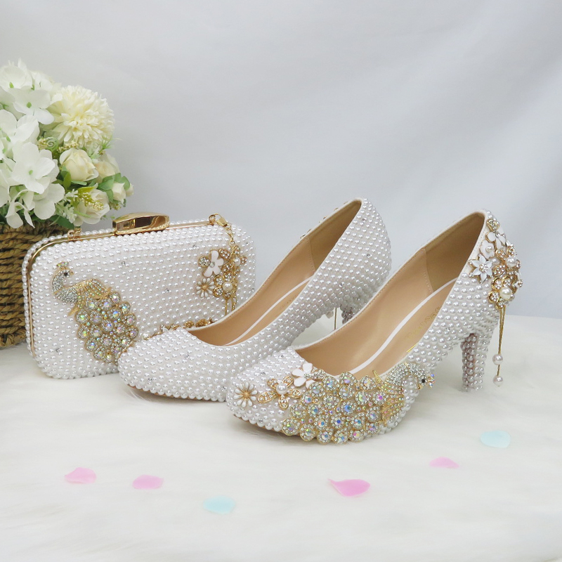 

BaoYaFang AB crystal royal blue Fucshia Heart handbags and shoes woman Luxury Wedding shoes Ankle strap Ladies Party shoe female, Flat shoe with bag