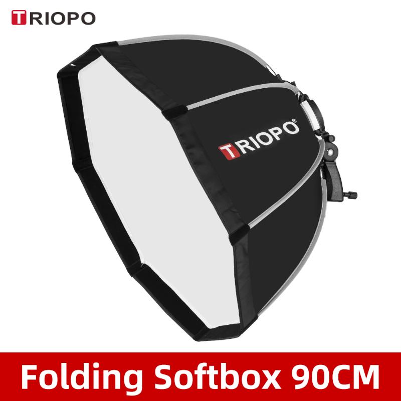 

TRIOPO KS90 90cm Foldable Octagon Softbox Bracket Mount Soft box Handle for Godox Yongnuo Speedlite Flash Light