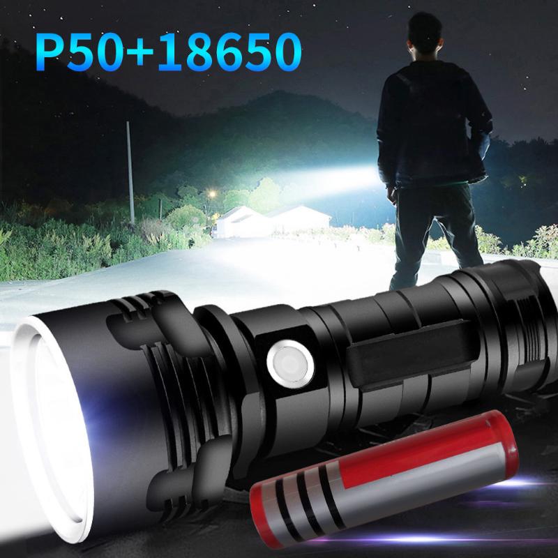 

1 x Powerful LED XHP50 Torch USB Rechargeable Waterproof Lamp Ultra Bright 3 modes Adjustable focus LED