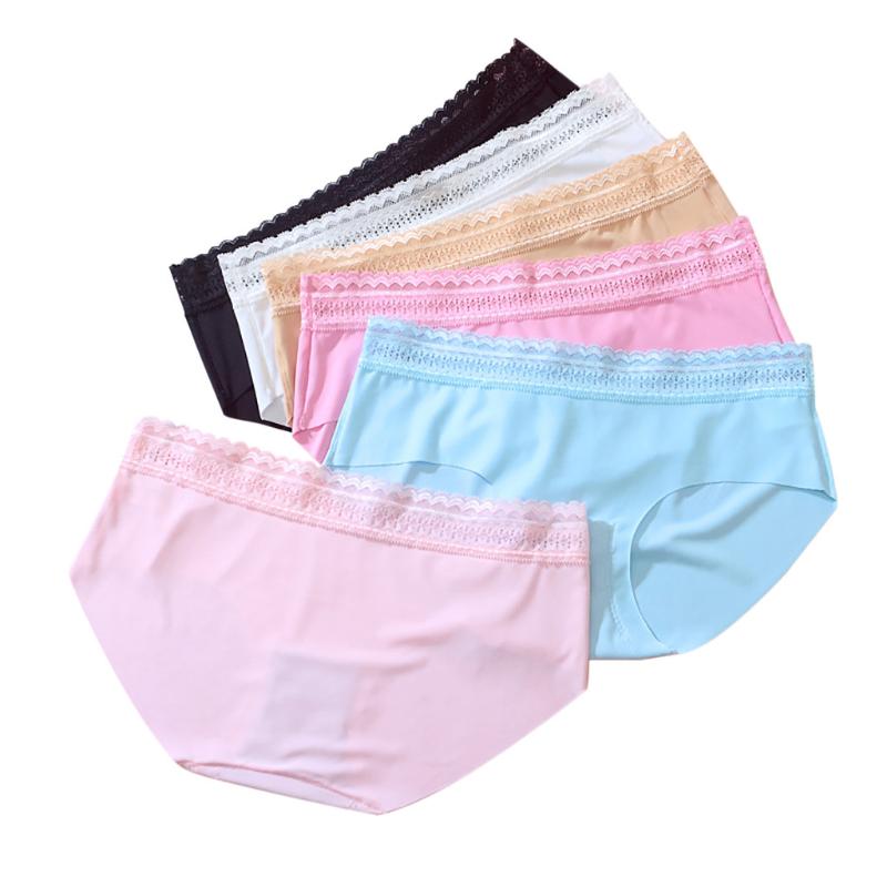 

Women's Ice Silk Underwear One Piece Seamless Breathable Low Waist Briefs 6PC Women Comfortable Panties Female briefs, Multi