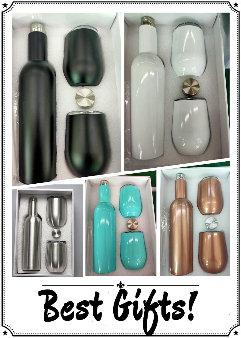 

3pcs Lot 750ml Wine Bottle Set with Two 12oz Wine Tumblers 25oz Stainless Steel Bottles with Egg Shaped Mug Insulated Vacuum Glass Sets Gift, Wine set(25oz+12oz+12oz)