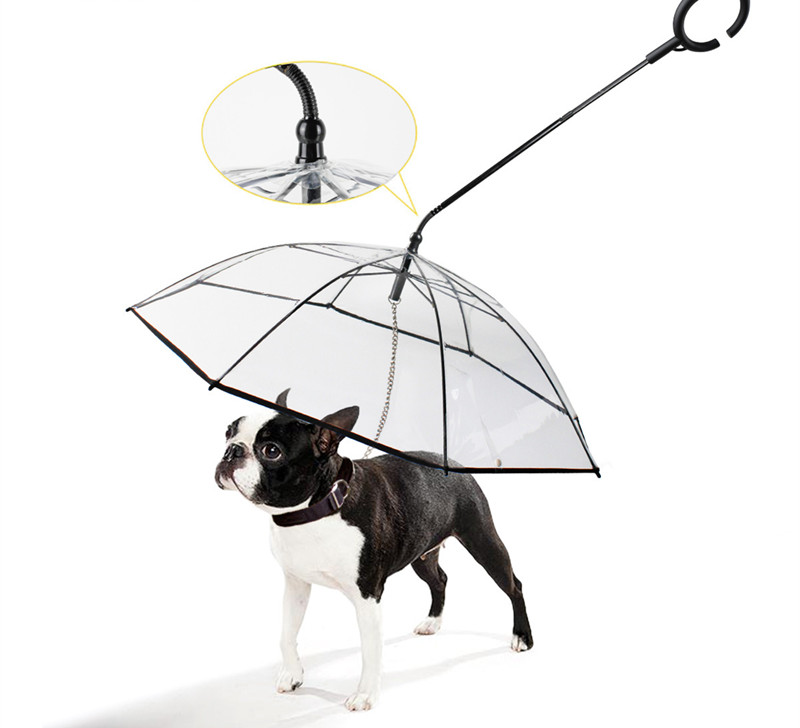 

Transparent pet umbrella dog C-shaped umbrella pet supplies factory direct sales adjustable rainy dog walking leash
