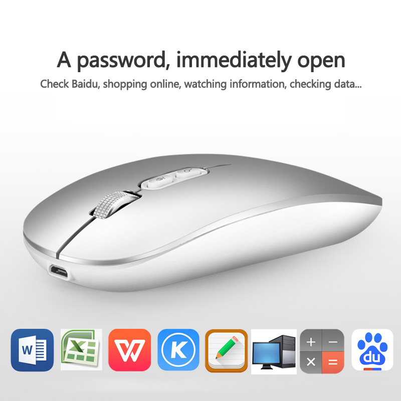 

2.4Ghz Wireless Bluetooth Mouse 1600 DPI Ultra-thin Ergonomic Mause Multi-Language Portable Optical Mice for Laptop PC