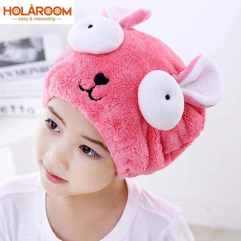 

Cute Bath Towel Cartoon Hair Dry Hat Strong Absorbing Ultra -Soft Embroidered Towel Children's Special Dry Hair Cap, Purple