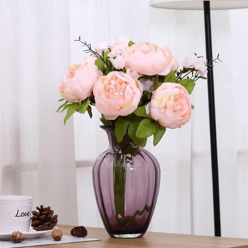 

1 bunch of 13 peony flowers champagne Artificial Fake flower DIY wedding home Party decoration Bridal Bouquet accessory, Beige