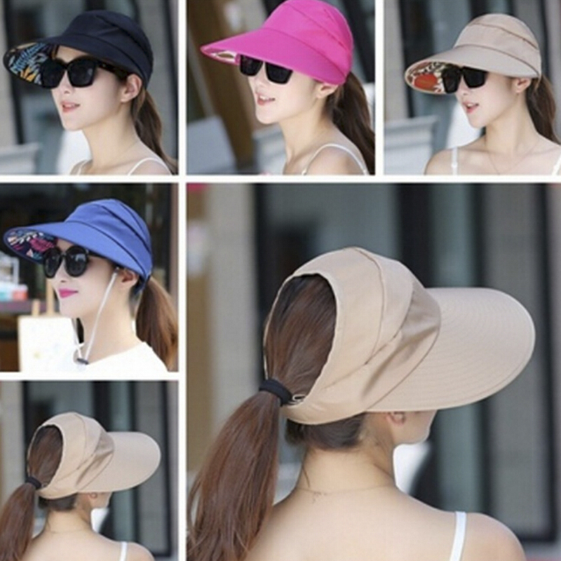 

Women Summer Sun Hat Ladies Girl Folding Sun Protection Cap Holiday UV Protection Hat Wide Brim Beach Packable Visor, Navy