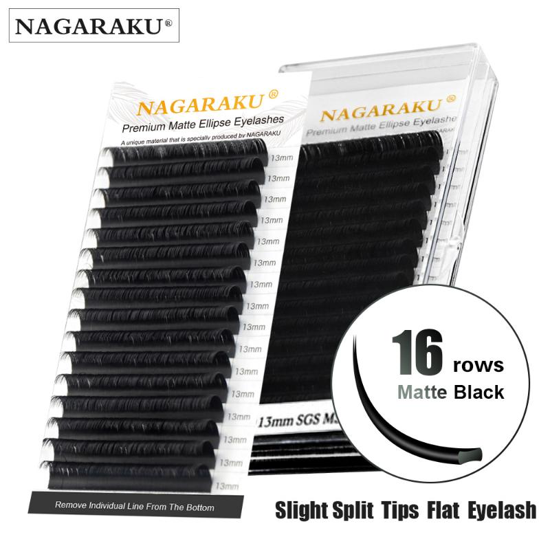 

NAGARAKU Flat Ellipse Eyelashes Maquiagem Split Tips Ellipse Shaped Natural Light Magnetic Lashes Flat Shape Eye