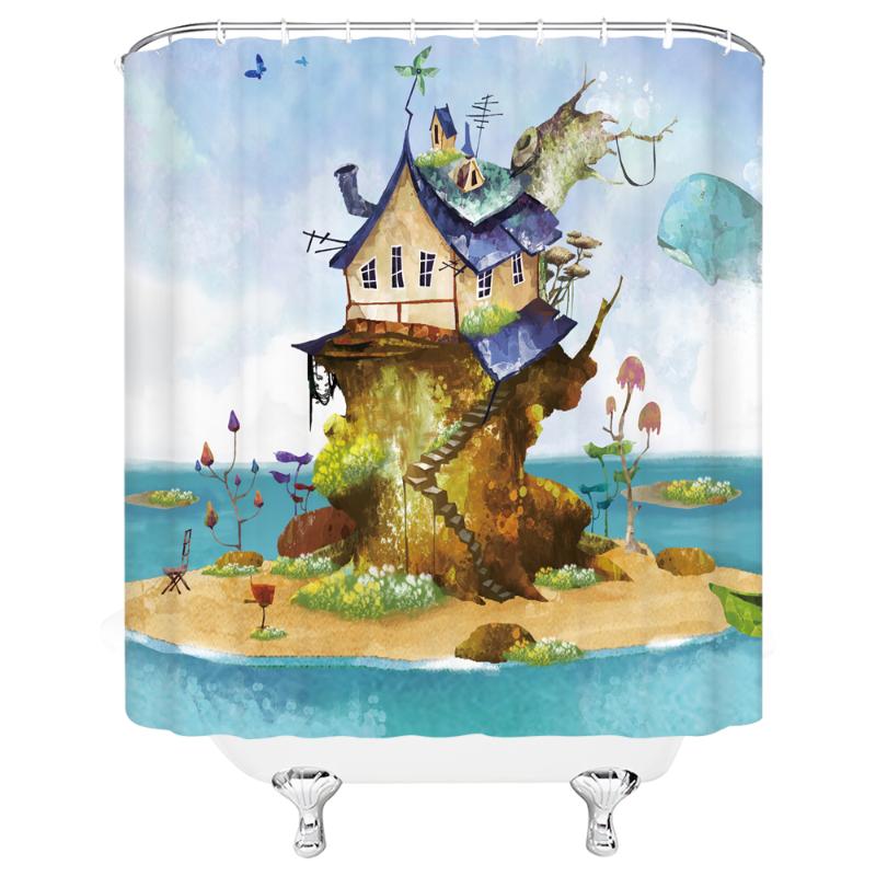 

Log Cabin Waterproof And Mildew Proof Fabric Shower Curtain Bathroom 72 "x 72" w / 12 Hook Free DeliveryL