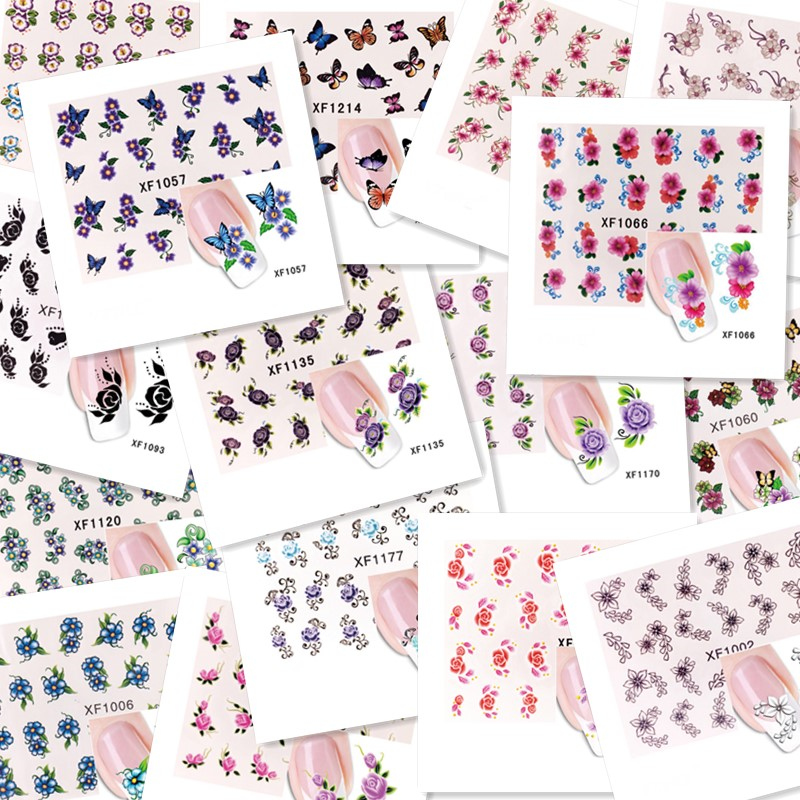 

24 Styles Fashion Butterfly Flower Sticker Fake Nails Matte False Nail Tips for Nail Extension Manicure DIY Art False Nails