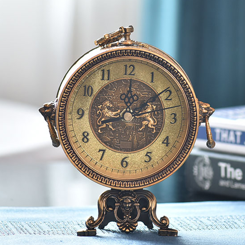 

Hot Retro Table Clock Living Room Vintage Decoration Nordic Creative Fashion Home Desktop Clock Bedroom Mute Simple Table Watch
