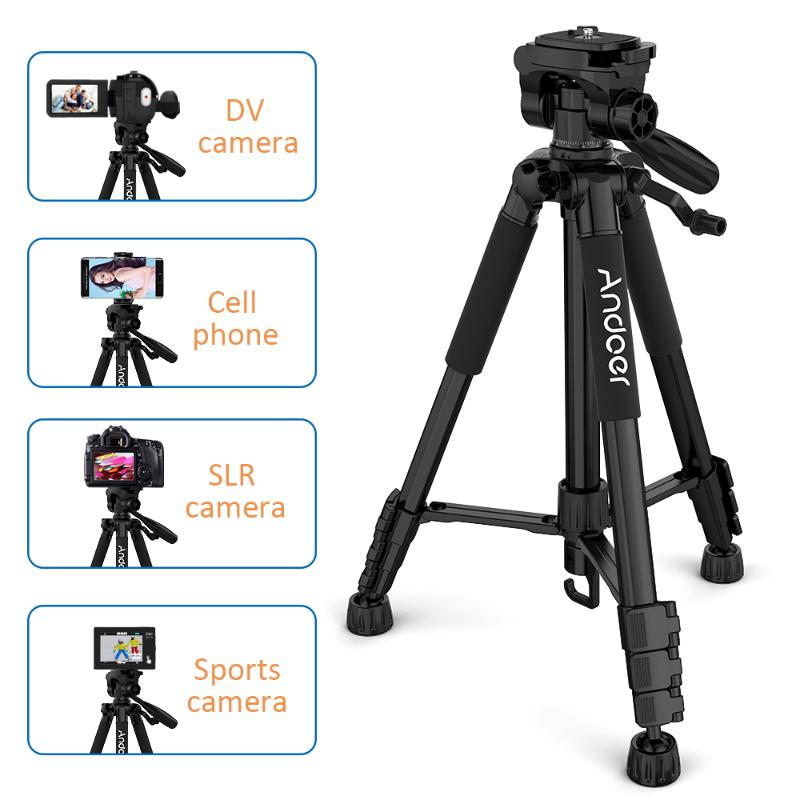 

AndoerT-663N Travel Lightweight Camera Tripod Support DSLR SLR Camcorder Photography Video Shooting with Carry Bag