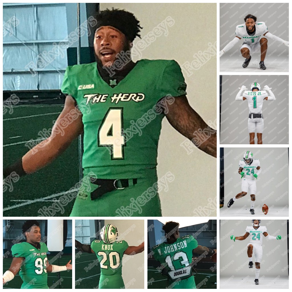 

2020 Marshall Thundering Herd Brenden Knox Nazeeh Johnson Derrek Pitts JR. Eli Neal Joel Lambiotte Eli Sammons NCAA College Football Jersey, Black