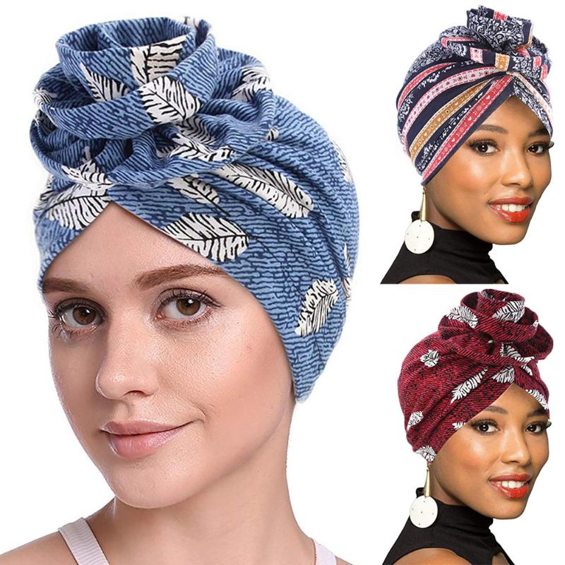 

1PC Multi-Purpose Women Turban Multicolored Cotton Elastic Headscarf Breathable Bohemian Style Headscarf For Any Occasions #20, Sky blue