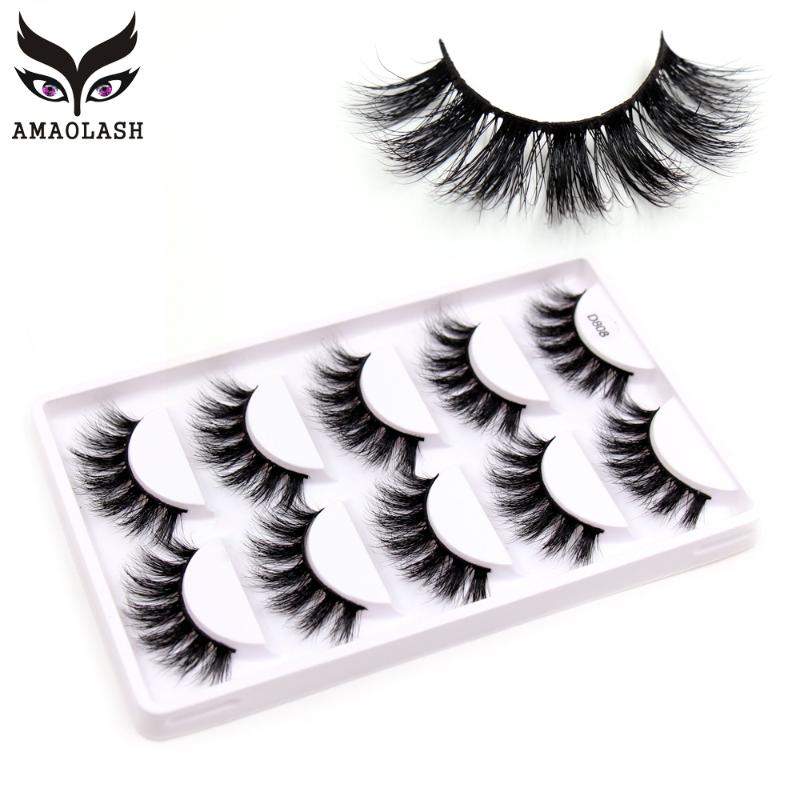

AMAOLASH 5 Pairs False Eyelashes 3D Mink Lashes Handmade Mink Eyelashes Natural Long Eye Lashes Fluffy faux cils