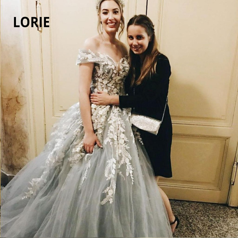 

LORIE Elegant Lace Off Shoulder Wedding Dress 2019 Long Appliques Back Lacing Ball Gown Bride Gowns Plus Size Vestido De Noiva, Same as image