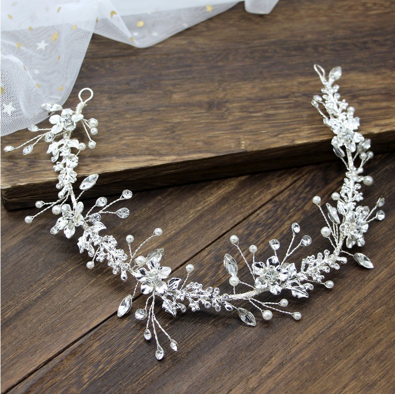 

Romantic New Handmade Bride Flower Hair Headpieces Tiara Crystal Bridal Headbands Hairbands Wedding Hair Band Accessories