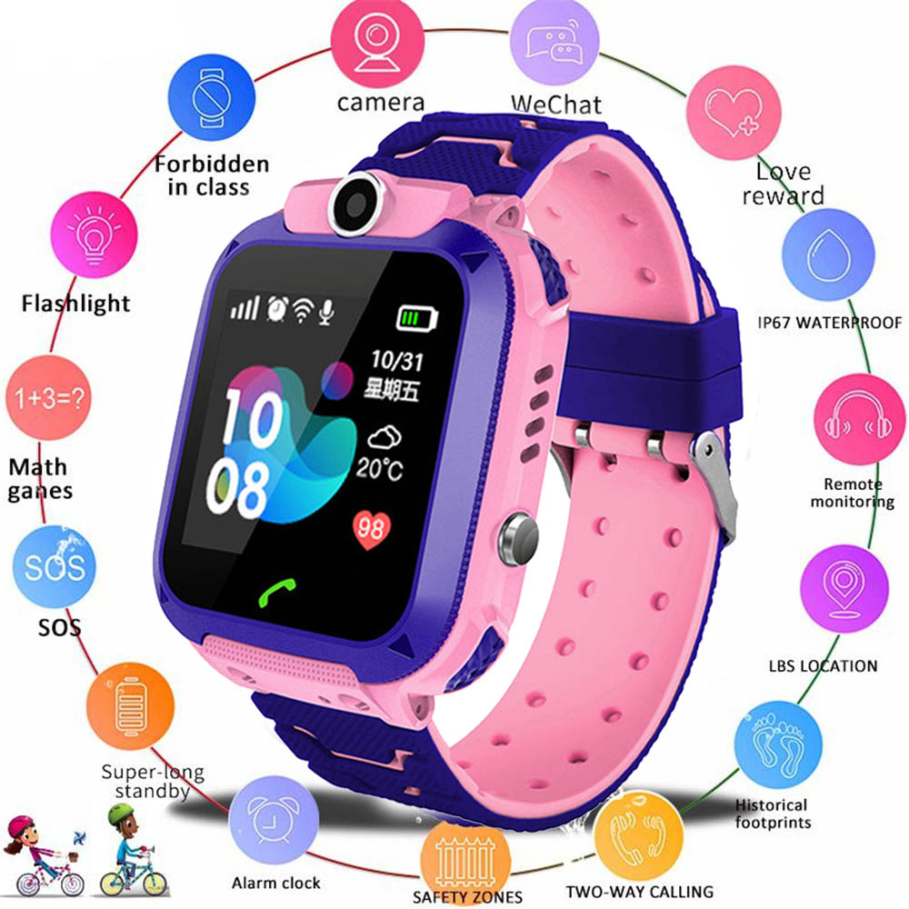 

Q12 Children's Smart Watch SOS Phone Watch Smartwatch For Kids With Sim Card Photo Waterproof IP67 Kids Gift For IOS Android