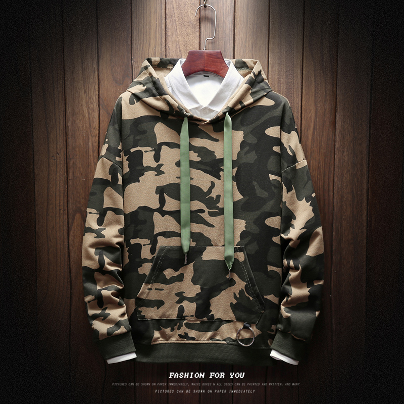

2020 Autumn Spring Camouflage Hoodies MEN'S Sweatshirts Hip Hop Punk Streetwear Casual Pullover, W13 b
