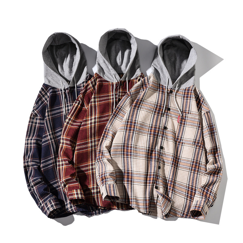 

Mens Long Sleeve Thickening Hooded Plaid Shirt Warm Winter Shirts Male Plus Size Oversize Thick Flannel Casual Clothing, Style3