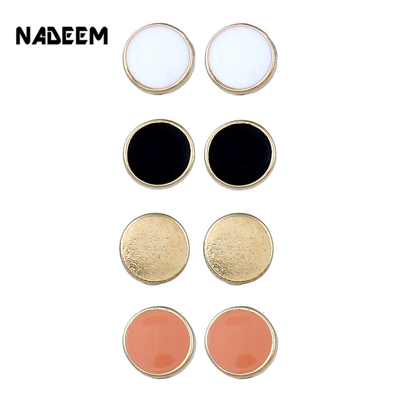 

NADEEM Fashion Round Ball Alloy Stud Earrings Set For Mixed 4 Pairs/Set Women Hot-selling Cute Enamel Stud Earrings Sets Jewelry
