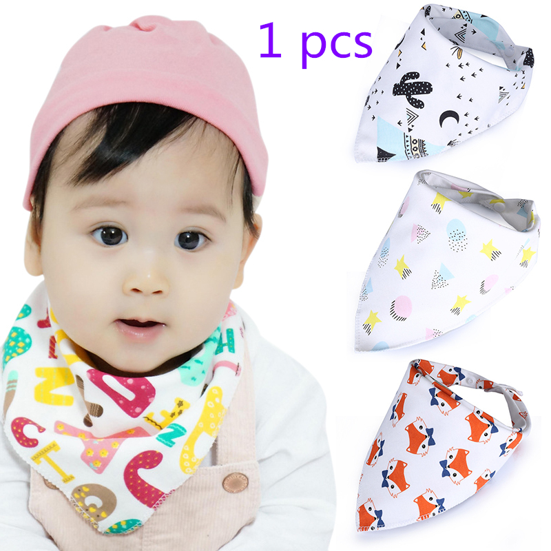 

1pcs Baby Bib Cotton Soft And Convenient For Boys And Girls To Feed Triangle Scarf Fashion Cute Cartoon Design Non-toxic, 1 pc random color