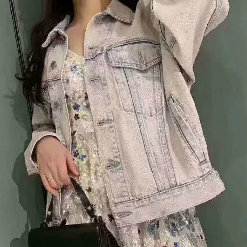 

Women Denim Coat Fashionable and Versatile Classic Lapel Single Breasted Denim Jacket for Women A2, As pic