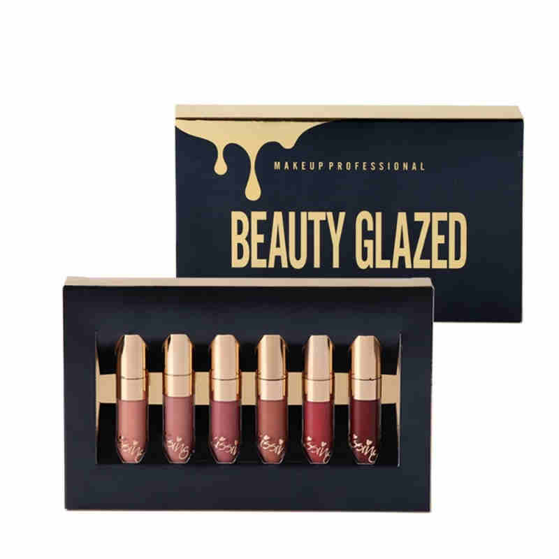 

6pcs/Set Liquid Lipstick Lip Gloss Professional Makeup Matte Lipstick Lip Kit Long Lasting Cosmetic, Army green