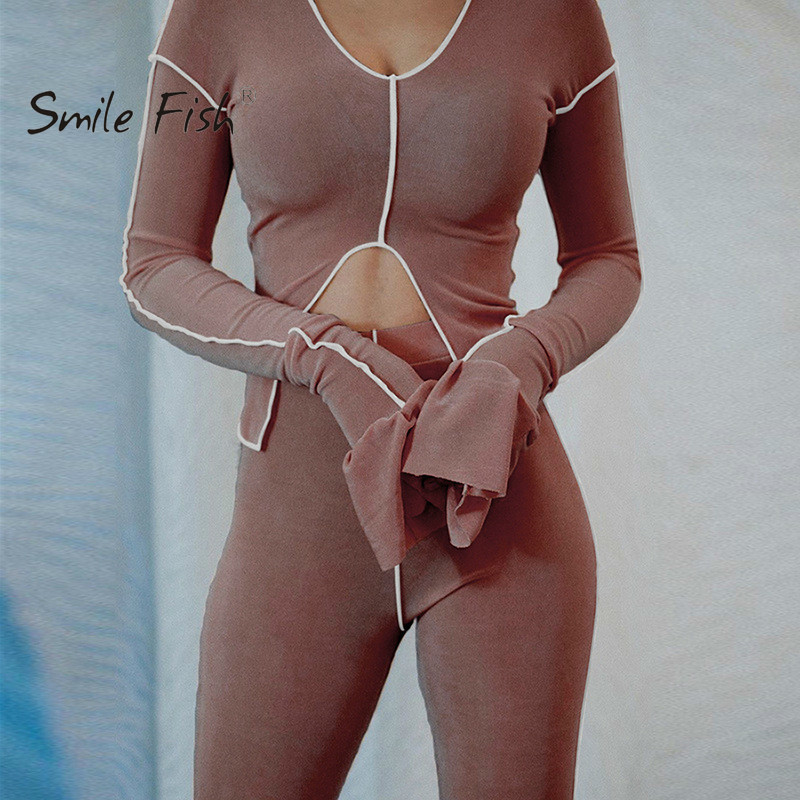 

Fashion Casual Patchwork Two Piece Set Women Flare Long Sleeve Bodycon Cropped Outfits Sporty Hot Top and Leggings Sets G1891, G1892 green