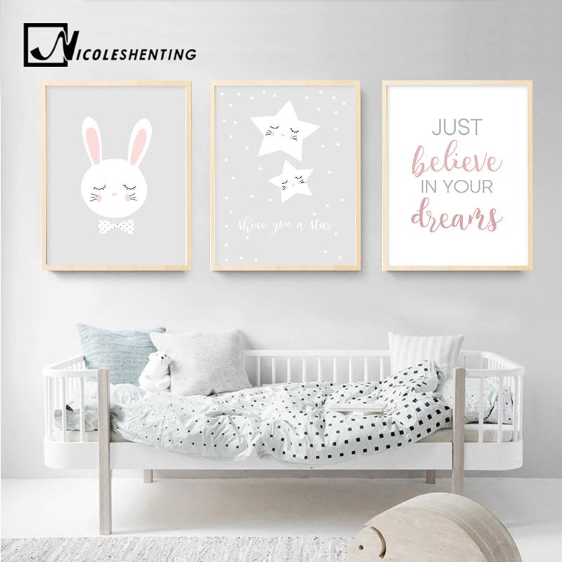 

Star Cartoon Wall Art Canvas Poster Nursery Quote Prints Nordic Style Painting Wall Picture Children Bedroom Decoration