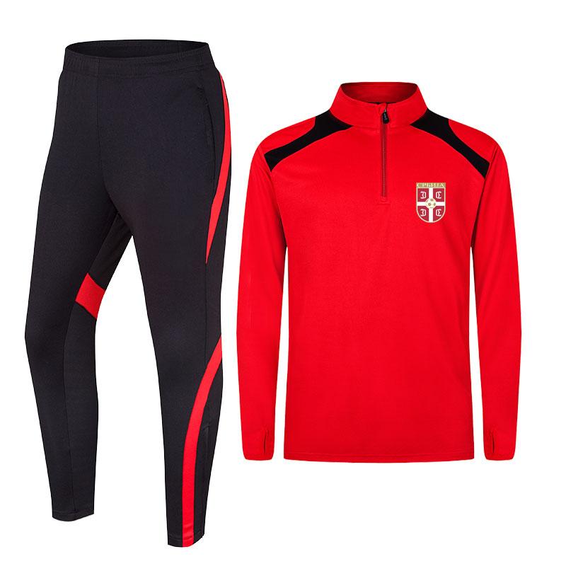

Serbia Soccer Team Men's Breathable Jacket Football Training Clothes Basketball Soccer Running Sports Wear Golf Casual sportWear, Black;red