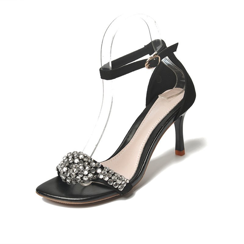 

Women Shoes Woman Pumps Sandals High Heels Shoes Flip Flops 9CM High Heels Ankle Strap Summer Pumps 2020 Sexy Square Toe Sandals, Black