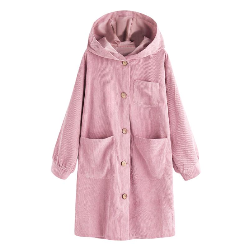 

Women Hooded Jacket Loose Casual Long Sleeve Coat 2020 Autumn New Style Long Sleeve Button Up Hoody Coat, Khaki
