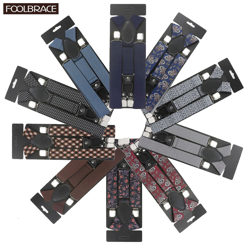 

125cm Plus size Suspenders Men Pants With 4 Strong Clips 3.5cm Wide Braces With Y-Back Trousers Man Braces Strap