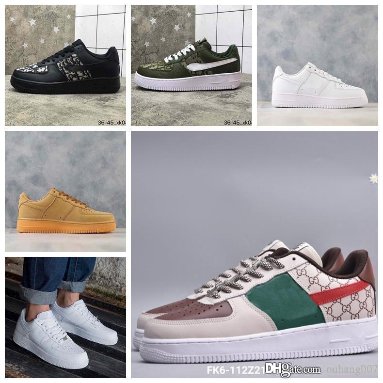 

2020 High-quality Fashion Forcing CORK Men Women One 1 Running Shoes high Low Cut All White Black Brown Color Casual Sneakers, Box