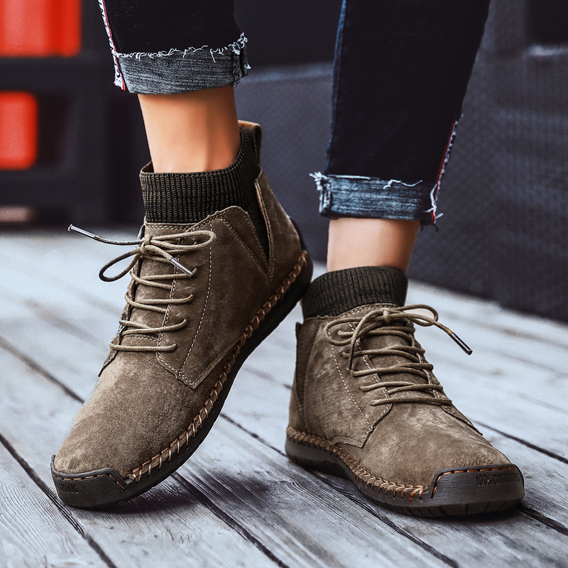 

Plus Size 48 Winter High Quality Boots Shoes Male Waterproof Male Ankle Boots Men Snow Suede Fur Plush Men Luxury Shoes, Black