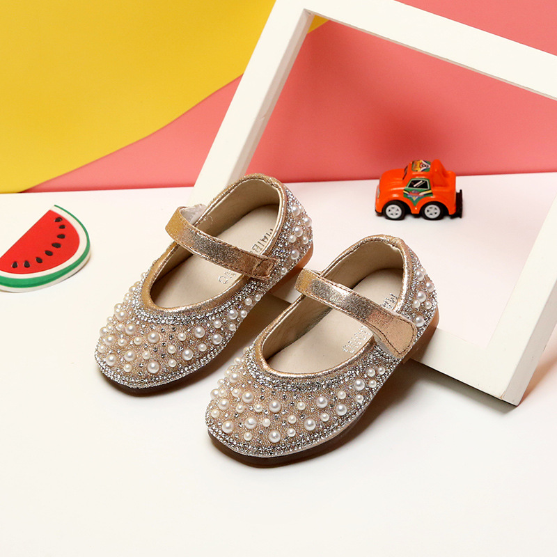 

Baby Rhinestone Leather Shoes Soft Bottom Baby Princess Toddler Shoes -3 Years Old Children Leather, Pink