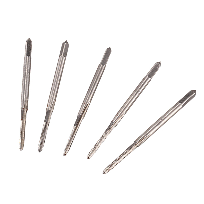 

2mm Cutting Diameter 3 Flutes HSS Straight Screw Thread Tap 5 Pcs