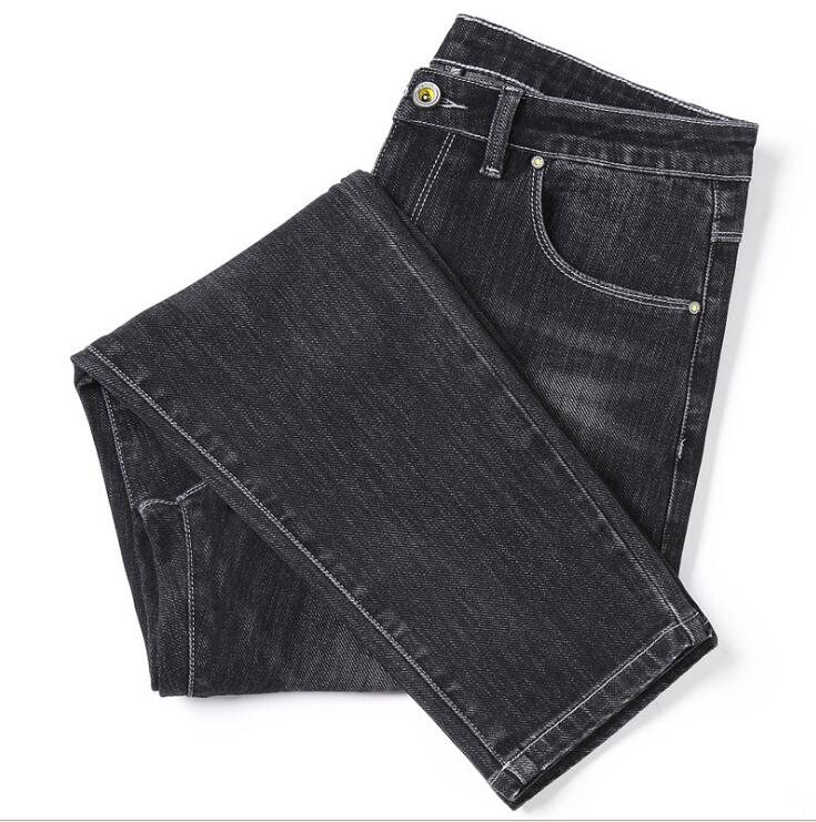 

2020 New Spring Men's Classic Direct Stretch Business Casual Denim Pants Slim Straight Long Trousers Gentleman Cowboys, Black