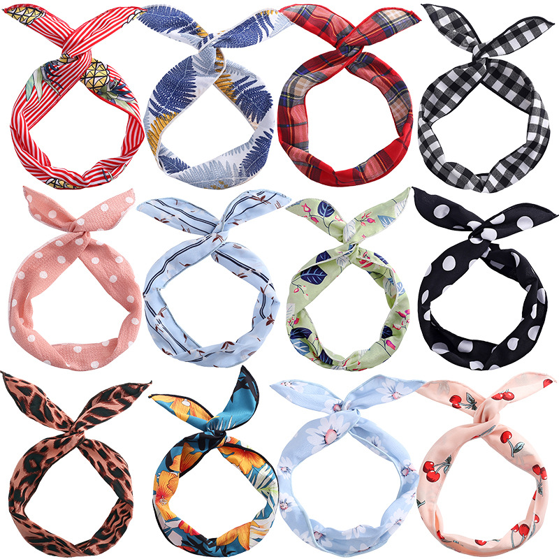 

Fashion Headband For Girls Women Summer Baby DIY Hairbands Print Children Chiffon Headwrap Kids Turban Newborn Hair Accessories, T19