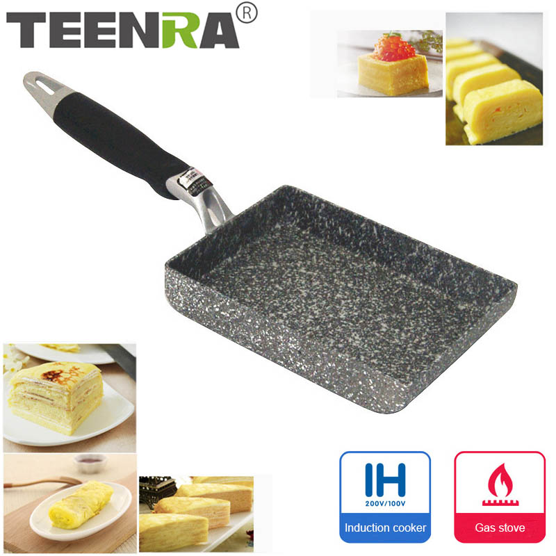 

TEENRA Aluminium Alloy Fried Eggs Pans Mini Square Non-Stick Japanese-Style Frying Pan Fried Eggs Pans Maker Breakfast Pot