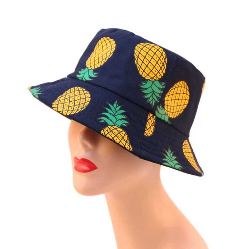 

Pineapple Bucket Sun Hat Women Summer Big Brim UV Protect Chapeu Fruit Beach Holiday Fisherman Travel Hats Casual Cap Gorros