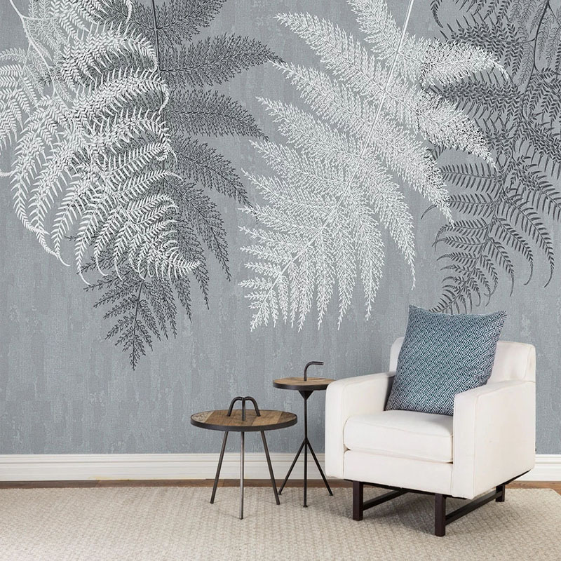 

Modern Simple Leaf Wallpaper Nordic Style Tropical Plants Photo Wall Murals Living Room TV Sofa Home Decor Wall Painting Fresco, Silk cloth