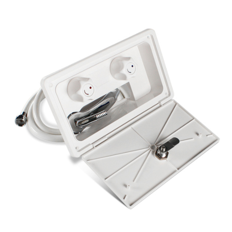 

White RV Exterior Shower Box Kit with Lock Boat Marine Camper Motorhome Caravan Accessories