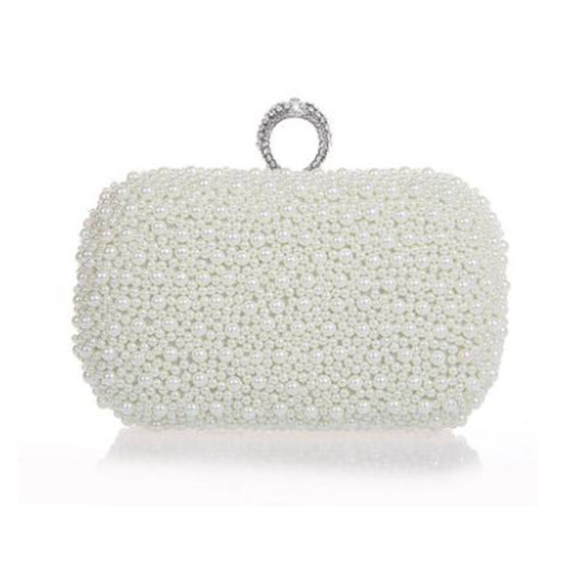 

new fashion women evening clutch bag gorgeous pearls crystal beading bridal wedding party bags female chain crossbody handbags