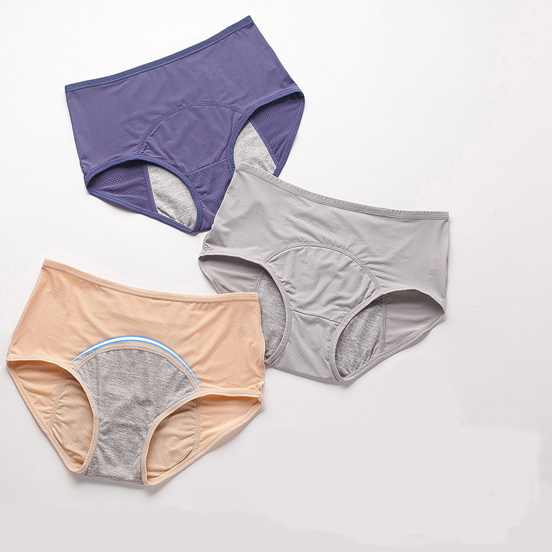 

Women Menstrual Leak-proof Underwear Cotton Cortch Large Size Underpants Seamless Briefs Push up for Hips Womens Lingerie Briefs, Beige