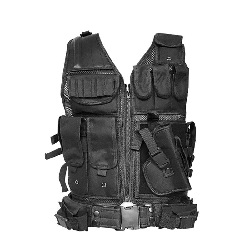 

Tactical Vest Hunting Molle Pouch Army Outdoor Mesh Stab-resistant Jacket Breathable Top Blouse Training Wear, Black
