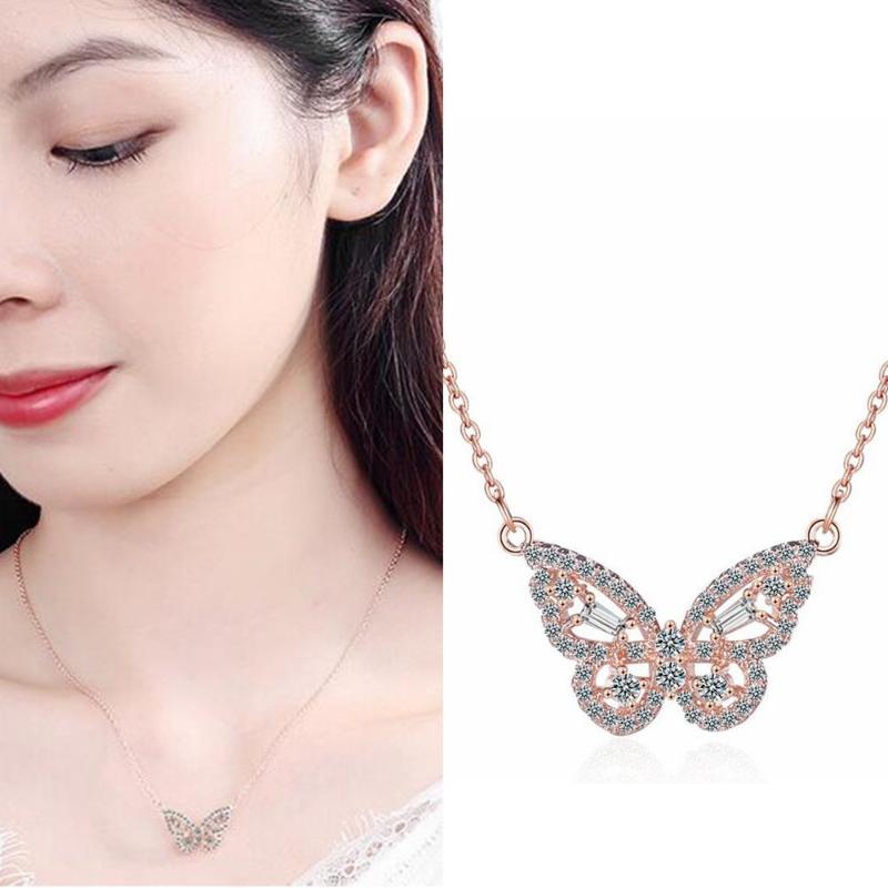 

SHQIYAYI Cute Butterfly Pendant Necklace For Women Cubic Zirconia Accessories Casual Party Gift Fashion Jewelry 509