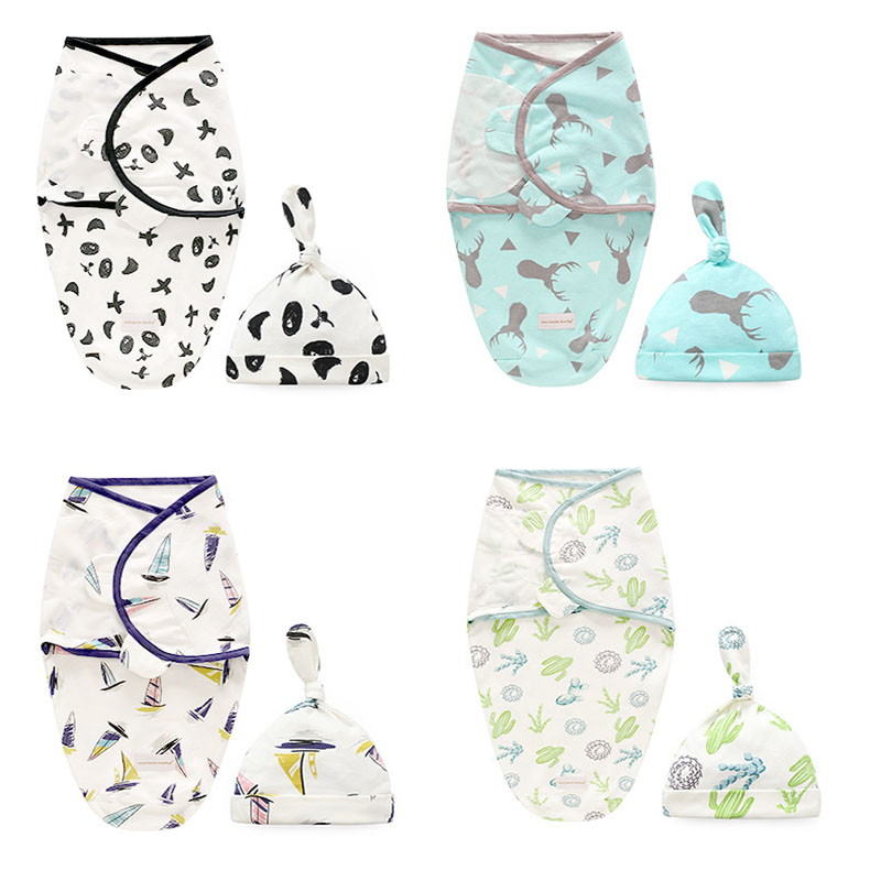 

Newborn Swaddle Baby Cotton Sleeping Bag + Cap Suit Baby Wraper SetsCombination Packages Gift
